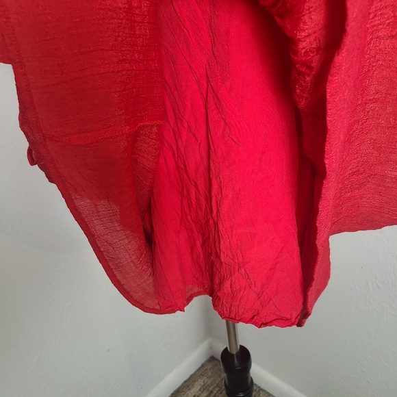 Umgee Red Embroidered Babydoll Bliss Bohemian Dress with Bell Sleeves Size Large - Picture 7 of 10